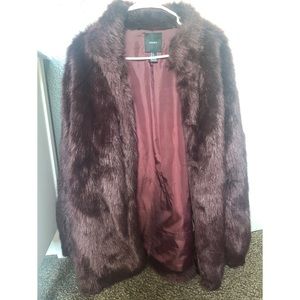 Maroon Faux Fur Coat